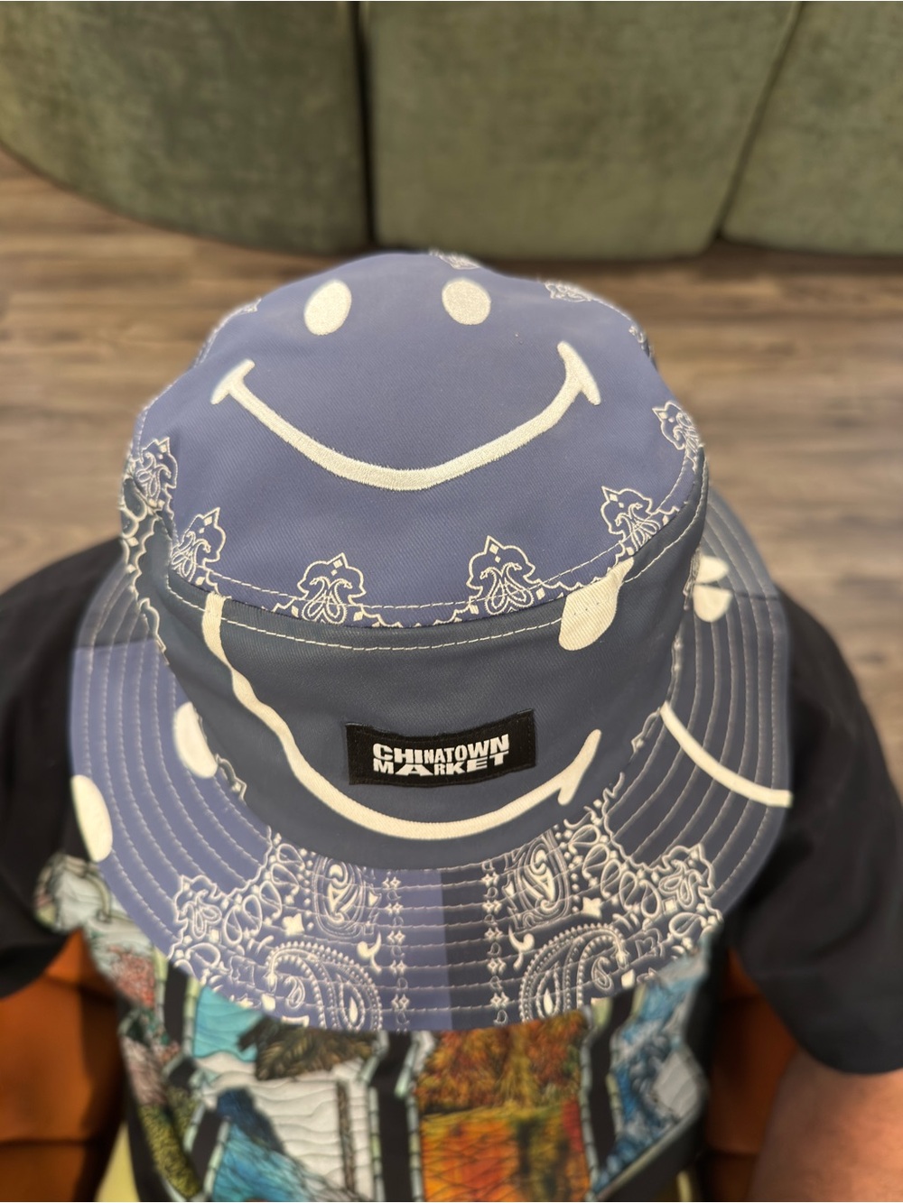 Chinatown Market Kids Navy Smiley Bandana Bucket Hat
